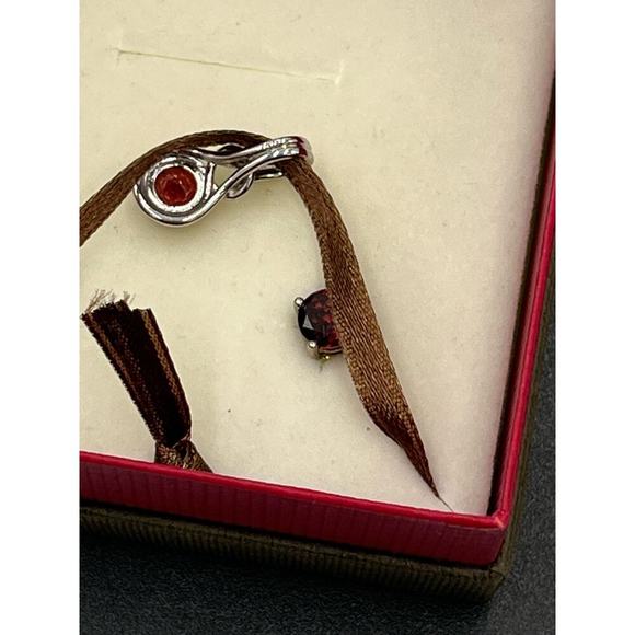 Angara Sterling Silver 925 Garnet‎ Knot Pendant and Stud Earring Set July New - Picture 8 of 12